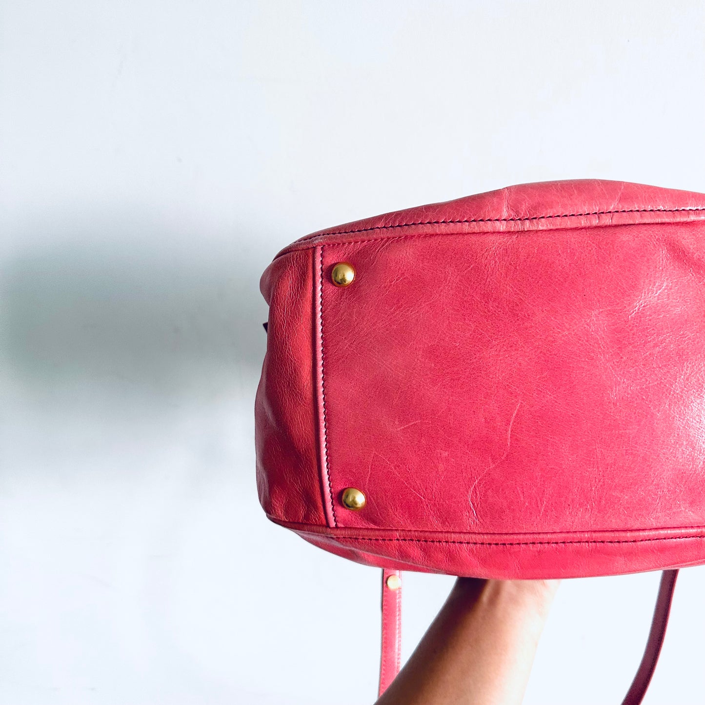 Miu Miu Rose Pink GHW Vitello Lux Classic Logo 2-Way Shopper Shoulder Bauletto Sling Tote Bag