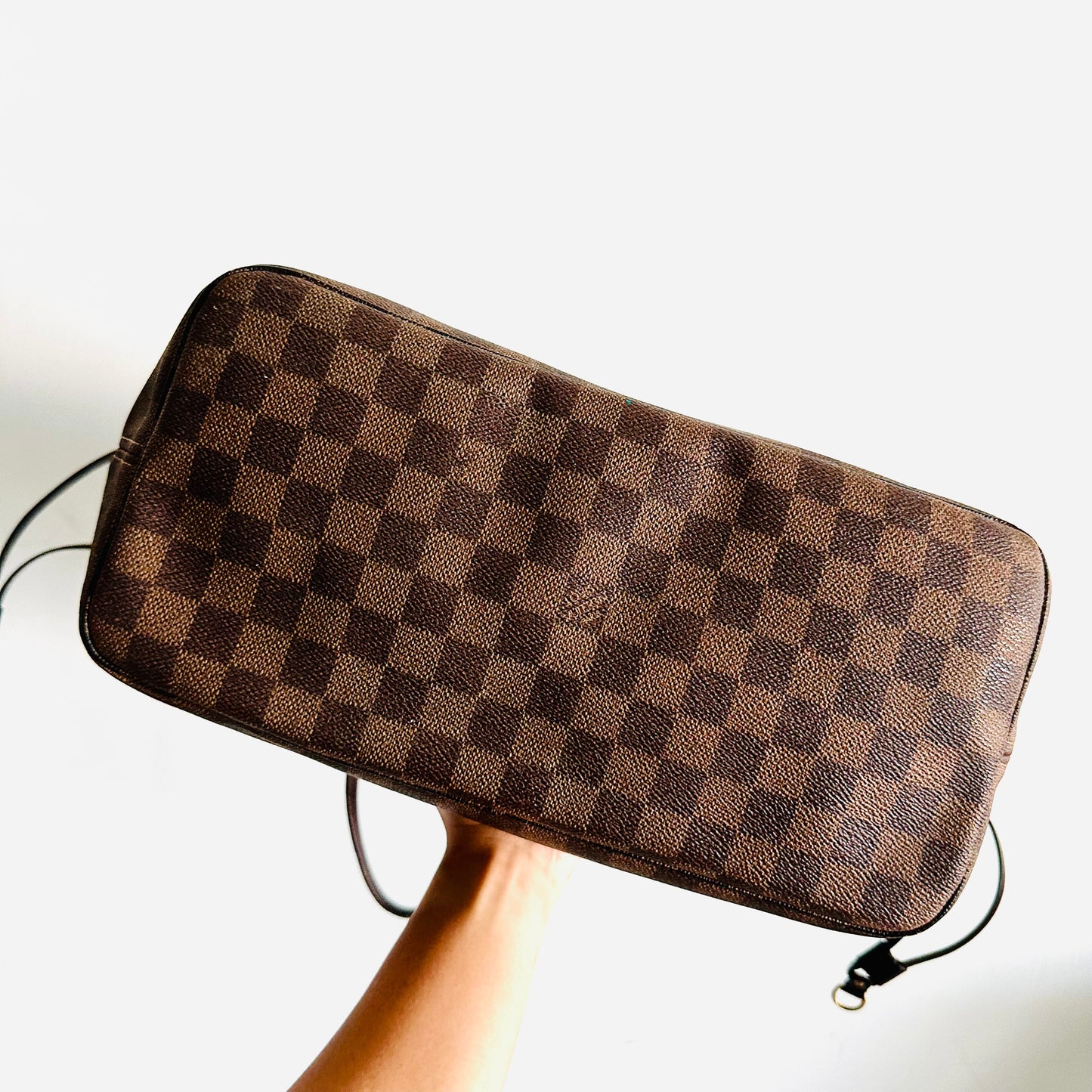 Louis Vuitton LV Neverfull MM Damier Ebene DE Monogram Logo GHW Shopper Shoulder Tote Bag