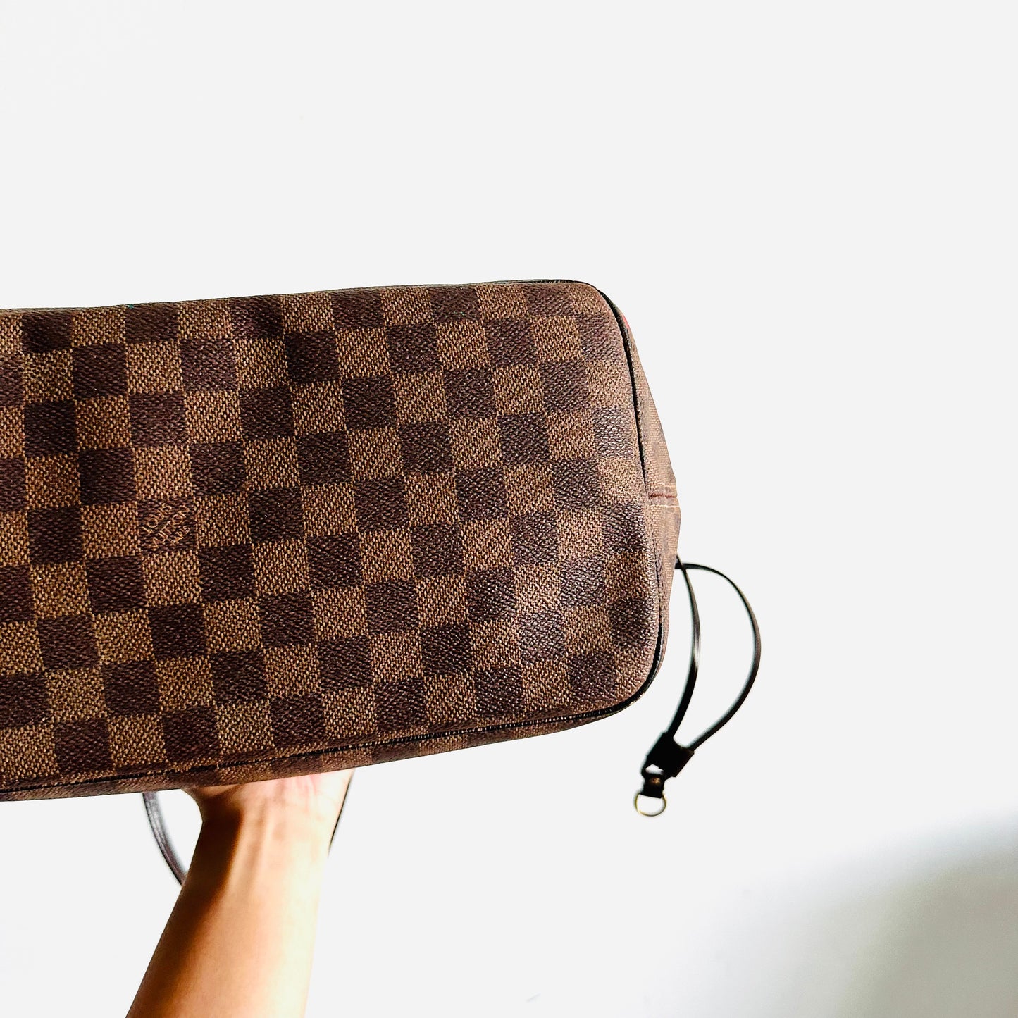 Louis Vuitton LV Neverfull MM Damier Ebene DE Monogram Logo GHW Shopper Shoulder Tote Bag