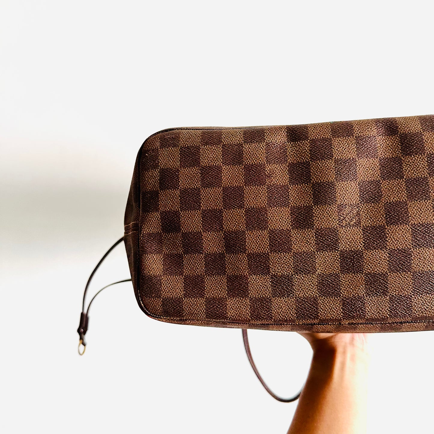Louis Vuitton LV Neverfull MM Damier Ebene DE Monogram Logo GHW Shopper Shoulder Tote Bag