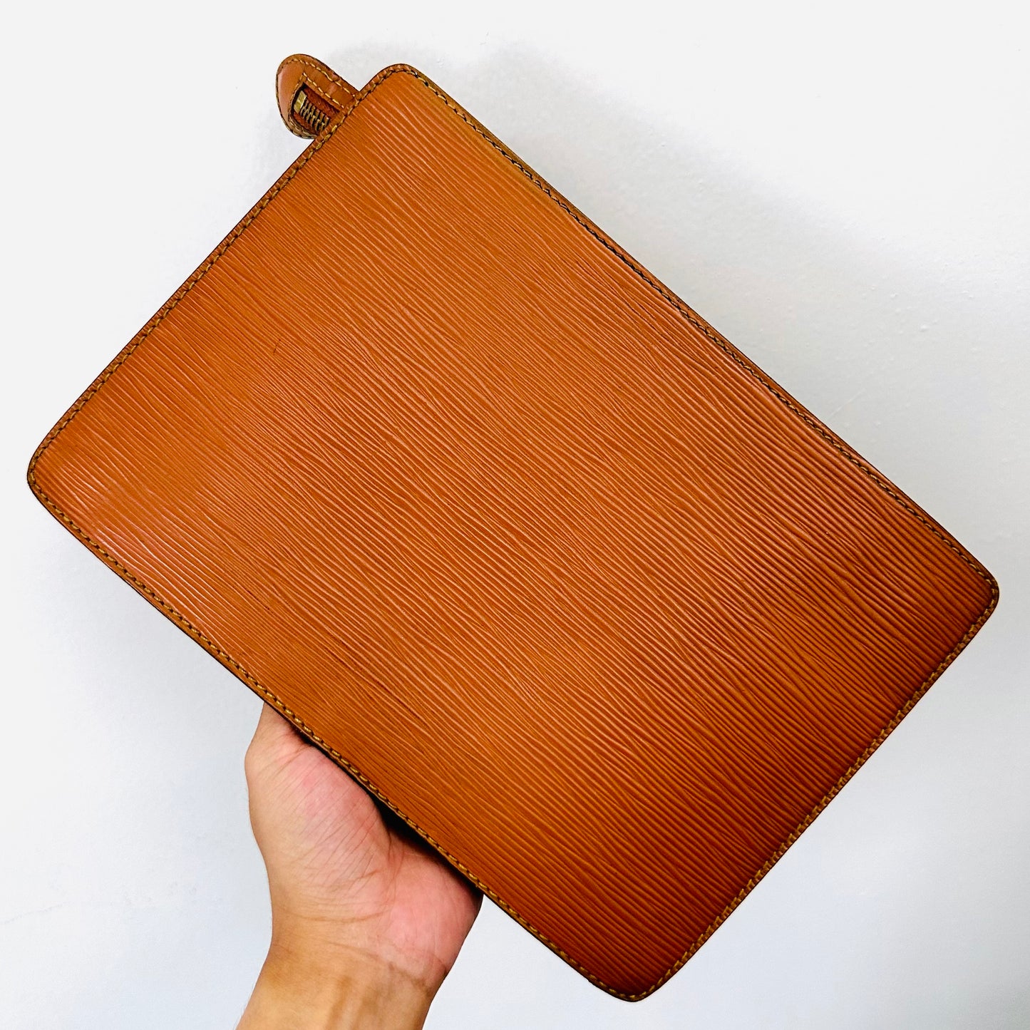 Louis Vuitton LV Caramel Brown GHW Monogram Logo Epi Leather Toiletry 26 Pouch Clutch Case