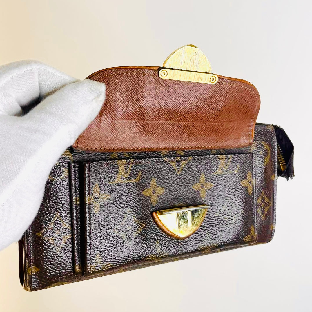 Louis Vuitton LV Astrid Monogram Logo GHW Flap Zip Long Wallet