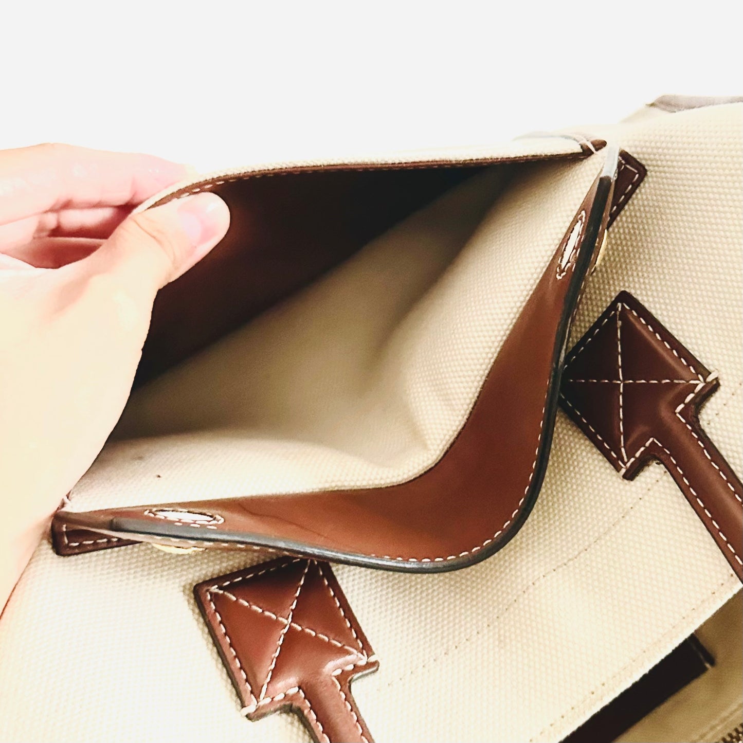 Burberry Small Freya Giant Monogram Logo Shopper Shoulder Tote Bag (Natural / Tan)