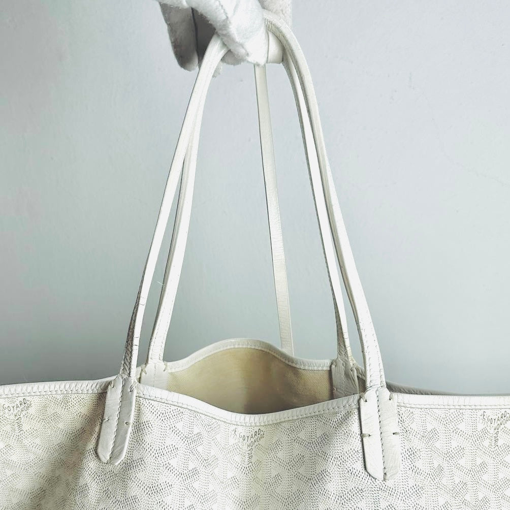 Goyard White Saint Louis GM Monogram Shopper Shoulder Tote Bag With Pouch