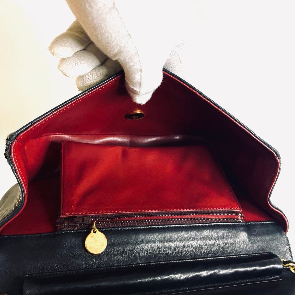Chanel Black GHW Giant CC Monogram Logo Single Half Moon Full Flap Quilted Lambskin Vintage Turnlock Shoulder Sling Bag 0s