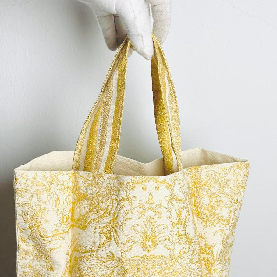 Christian Dior CD Beige / Gold Monogram Logo Floral Striped Shopper Shoulder Tote Bag