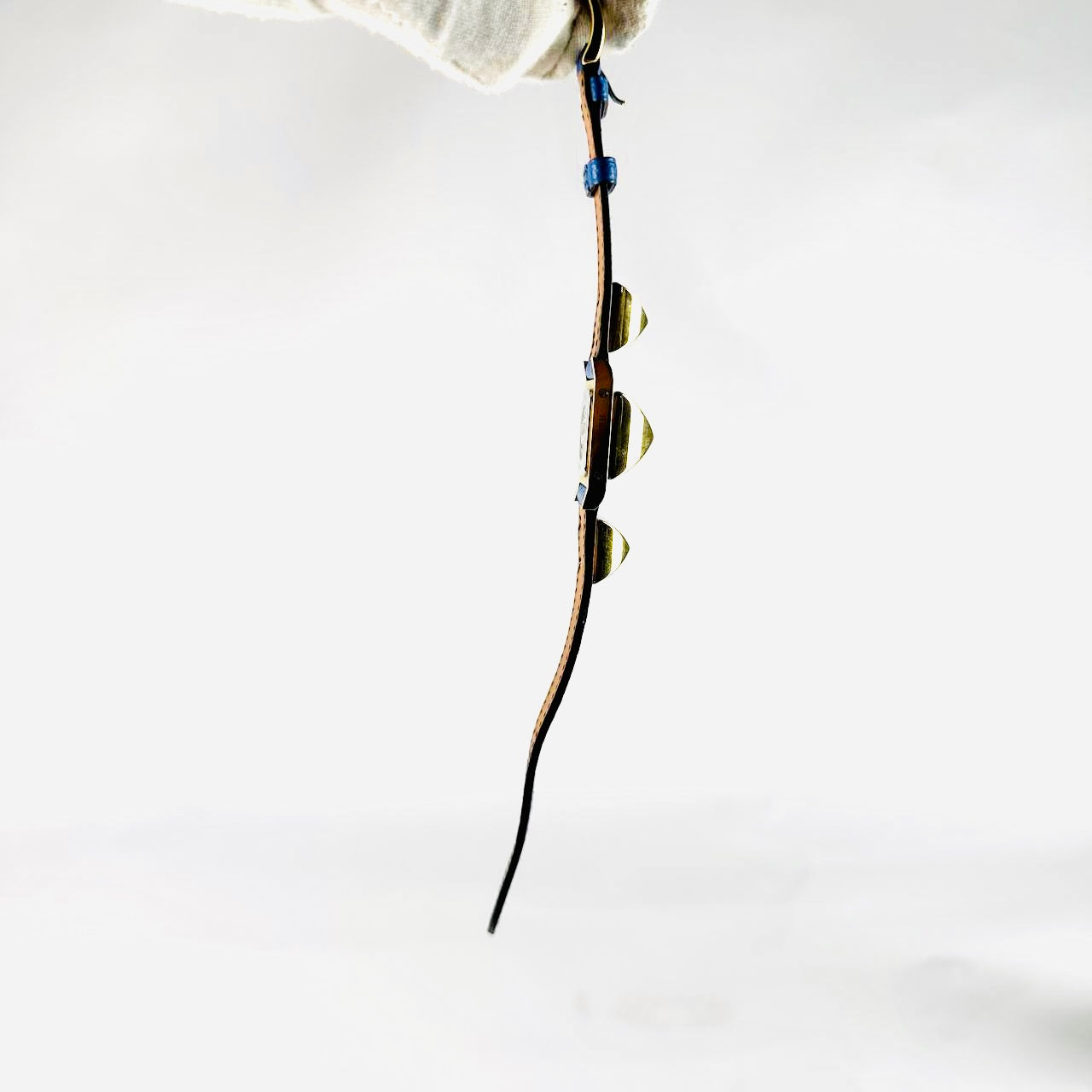 Hermes Medor Studded Blue & Gold GHW Stainless Steel Leather Strap 24MM Quartz Watch