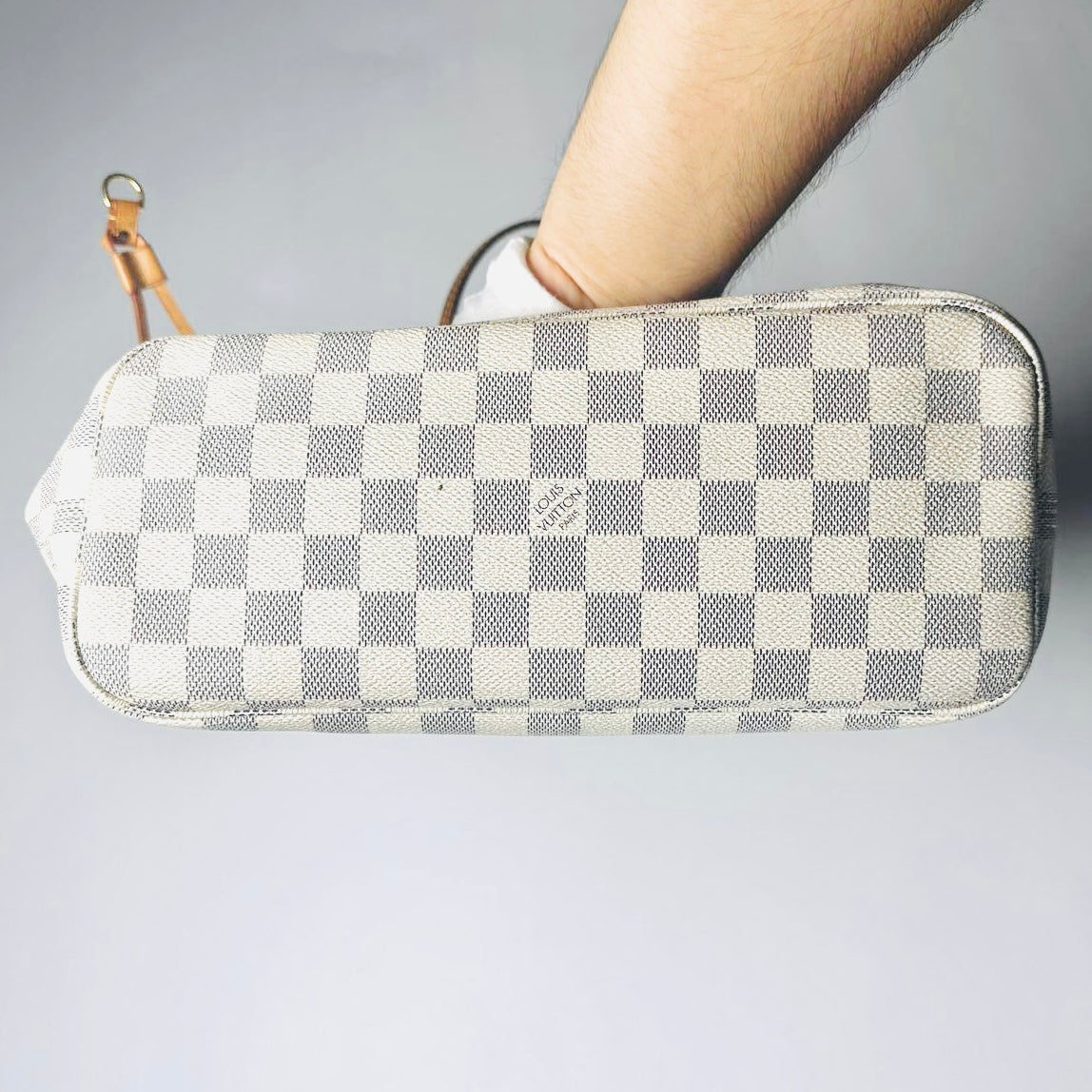 Louis Vuitton LV Neverfull PM Damier Azur DA Monogram Logo GHW Shopper Shoulder Tote Bag