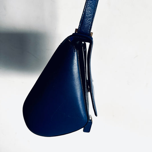 Givenchy Pandora Deep Blue GHW Medium Box Grained Calfskin Shoulder Sling Flap Bag