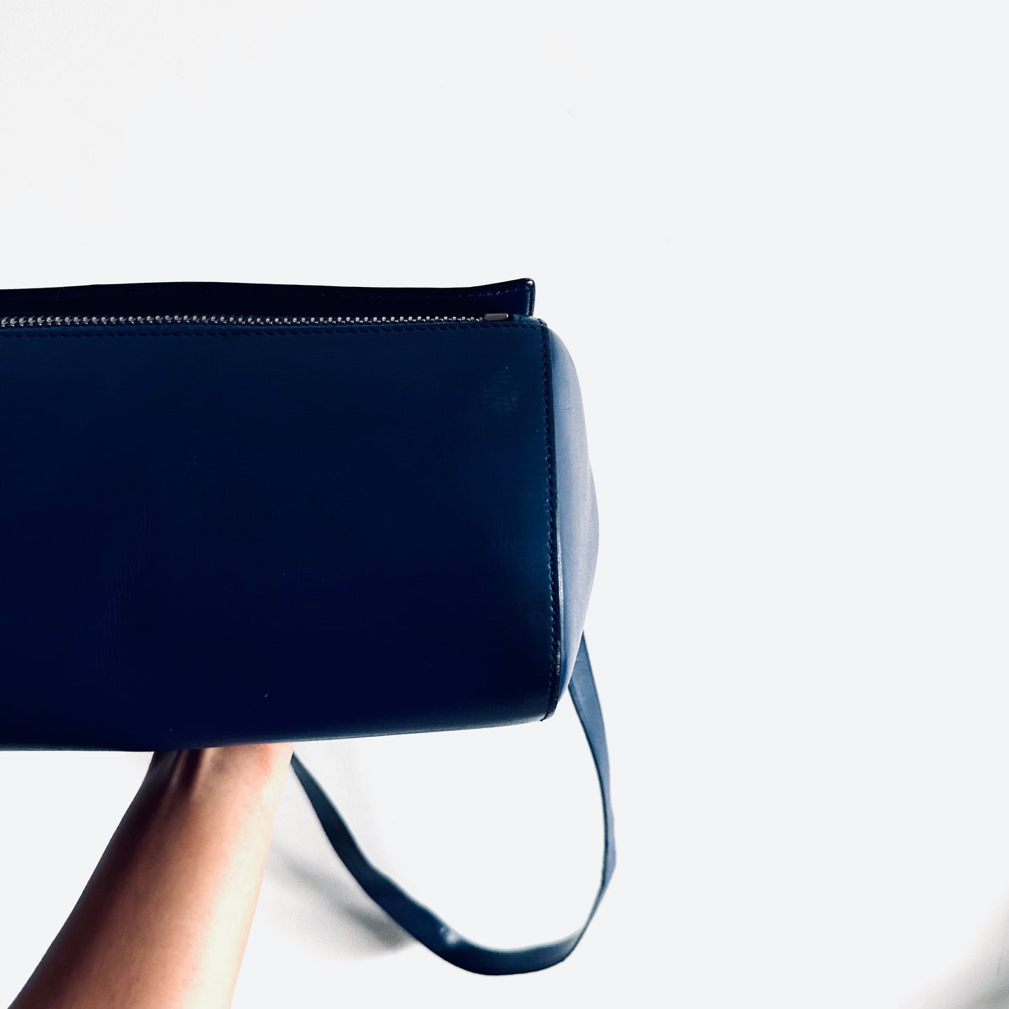 Givenchy Pandora Deep Blue GHW Medium Box Grained Calfskin Shoulder Sling Flap Bag