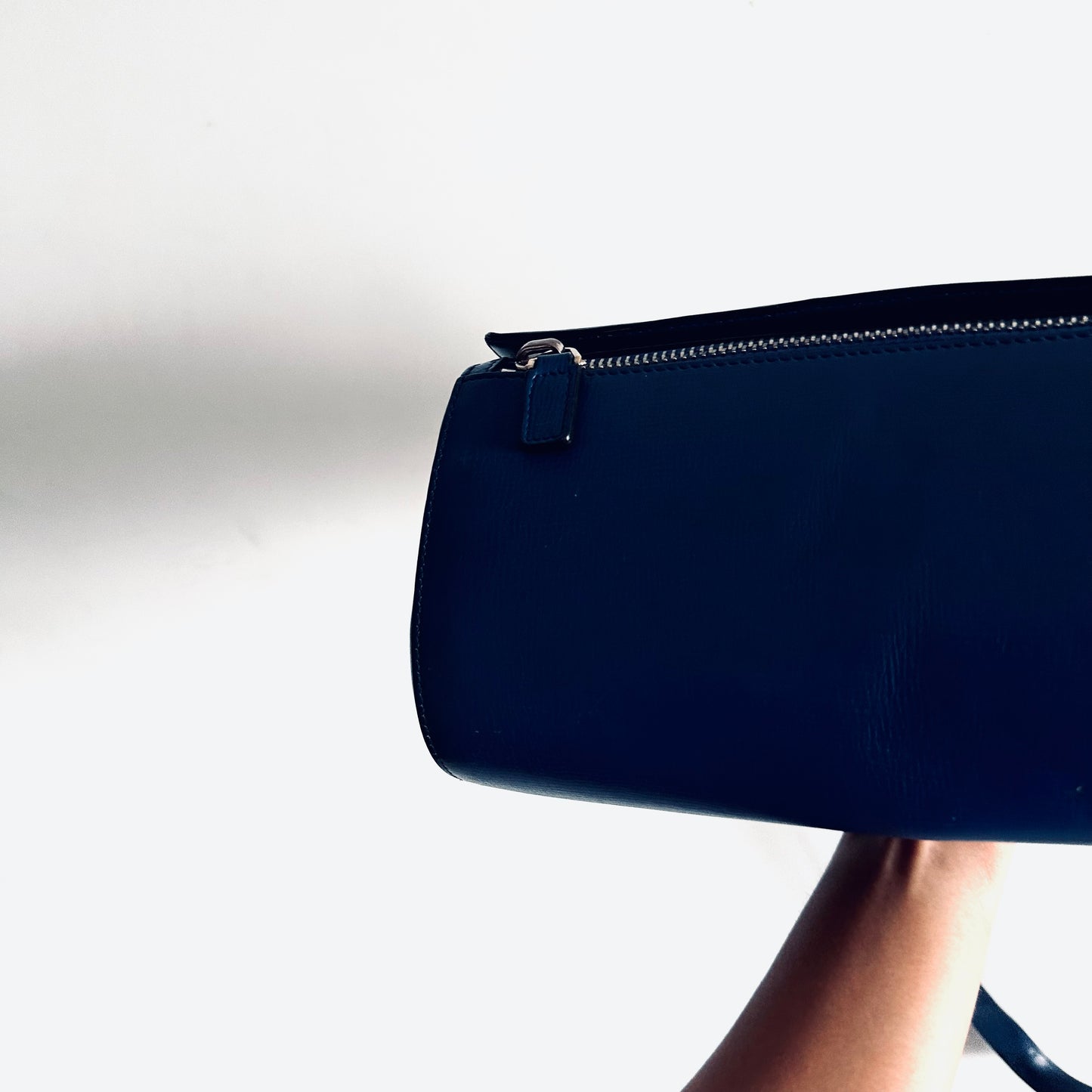 Givenchy Pandora Deep Blue GHW Medium Box Grained Calfskin Shoulder Sling Flap Bag