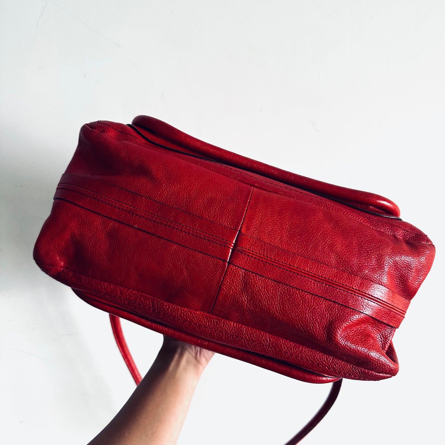 Chloe Paraty Dark Red GHW Classic Leather 2-Way Small Top Handle Shopper Shoulder Sling Tote Bag