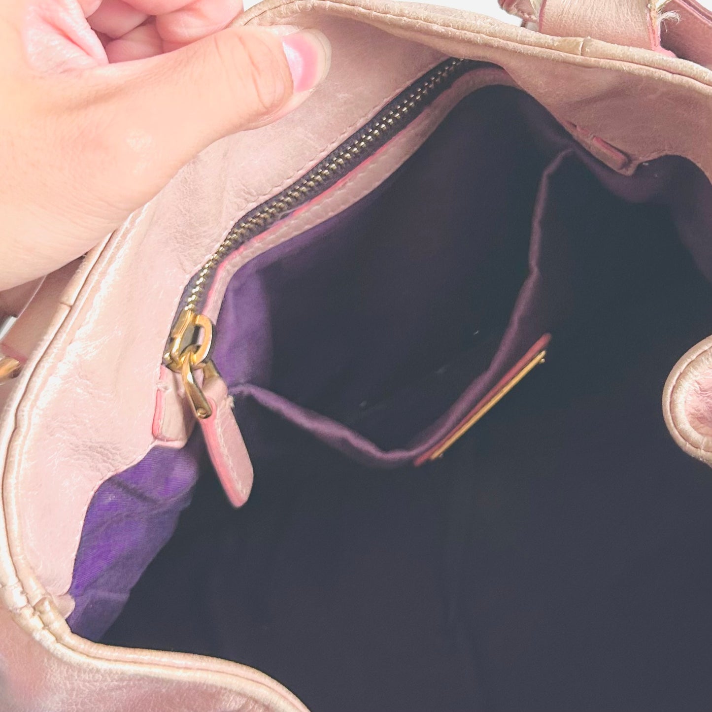 Miu Miu Blush Pink GHW Vitello Shine Bauletto Hobo Baguette Classic Logo 2-Way Shopper Shoulder Sling Tote Bag