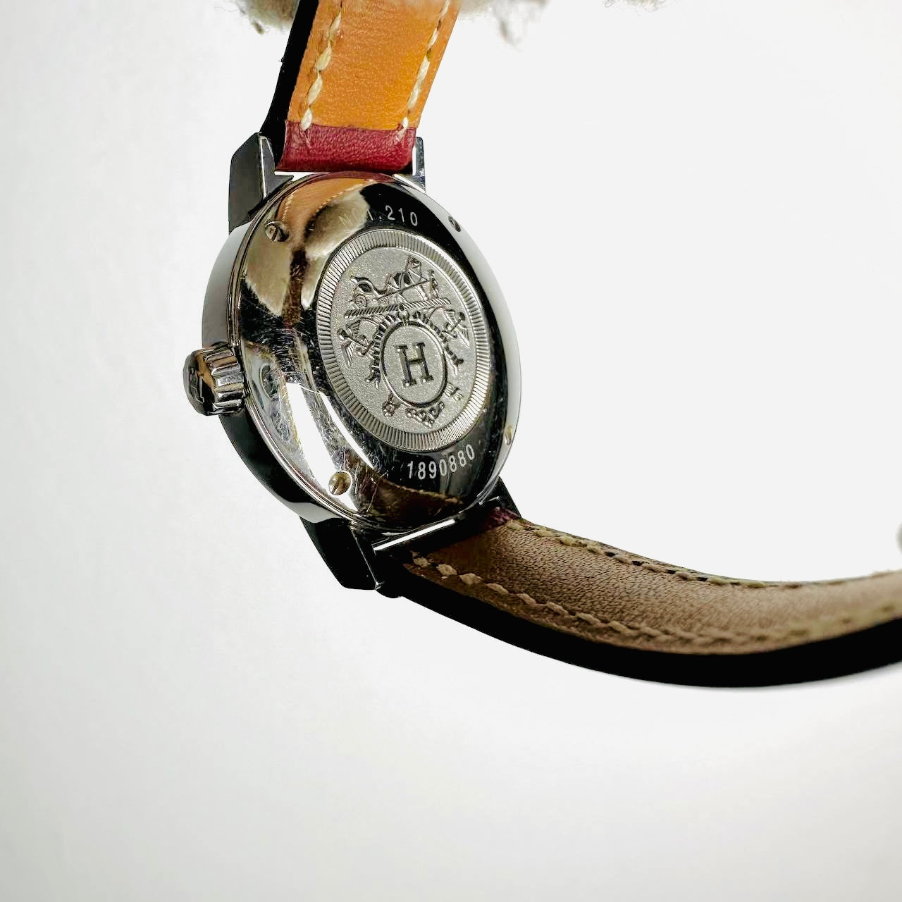 Hermes Nomade Stainless Steel Maroon Leather Strap 27.5MM Watch
