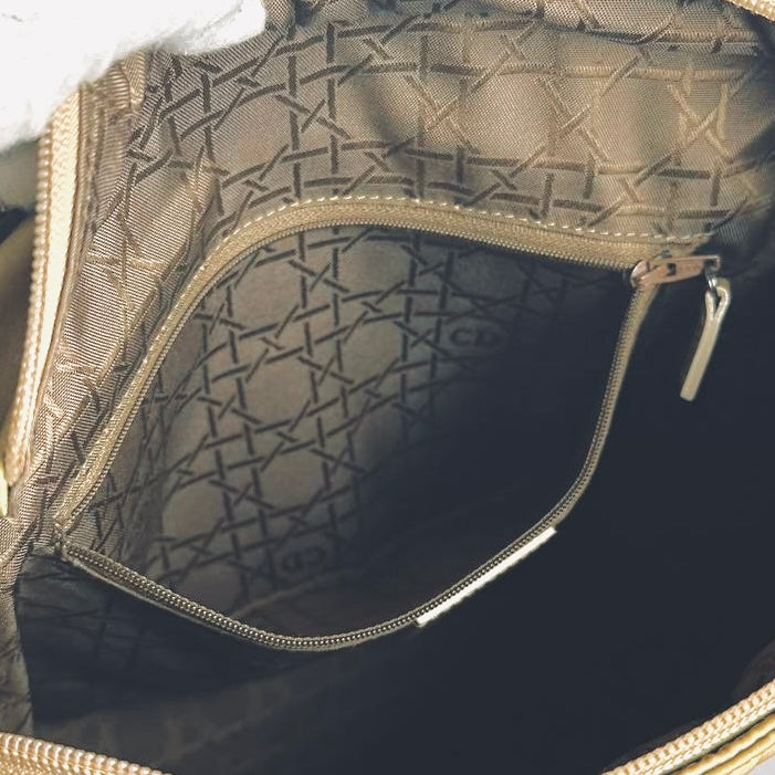Christian Dior CD Malice Taupe Beige Monogram Logo Shopper Shoulder Tote Bag