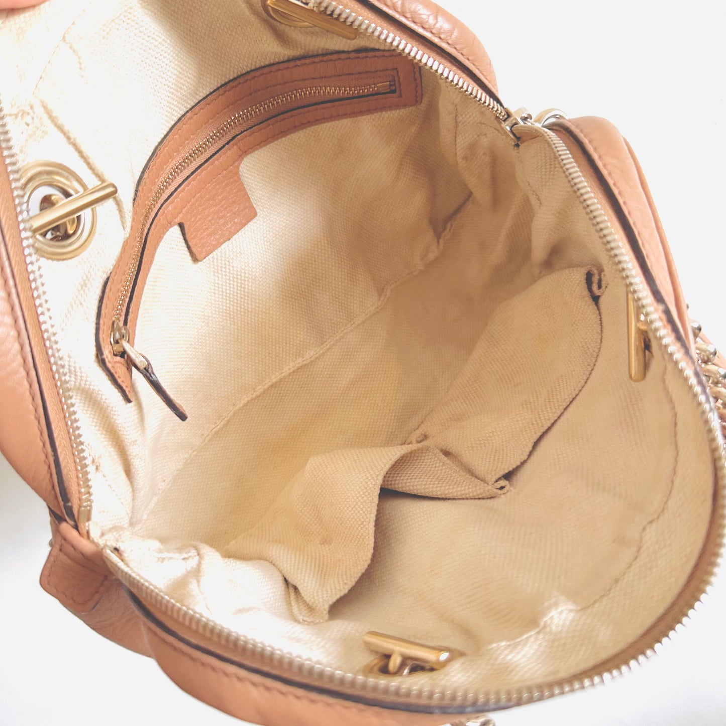 Gucci Blush Pink GHW Soho Disco Double Chain GG Monogram Logo Shoulder Tote Bag