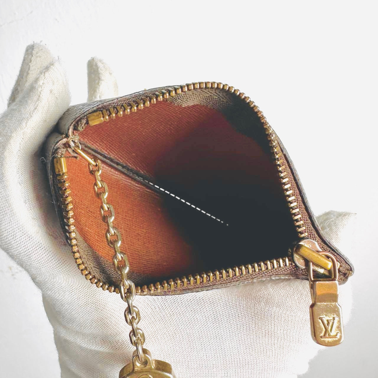 Louis Vuitton LV Key Cles Monogram Logo GHW Zip Pouch Clutch Case