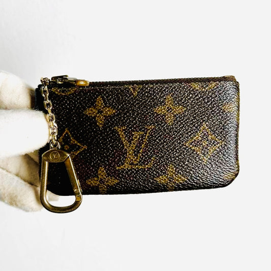 Louis Vuitton LV Key Cles Monogram Logo GHW Zip Pouch Clutch Case