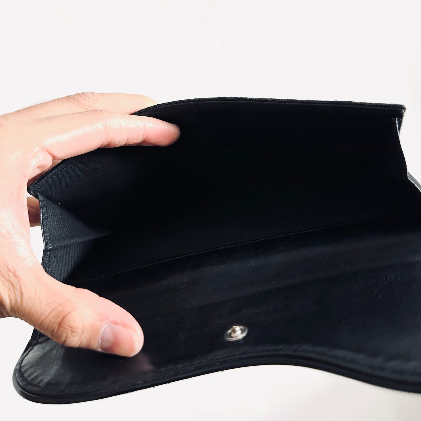 Christian Dior CD Black Oblique Monogram Logo Saddle Flap Bifold Long Wallet