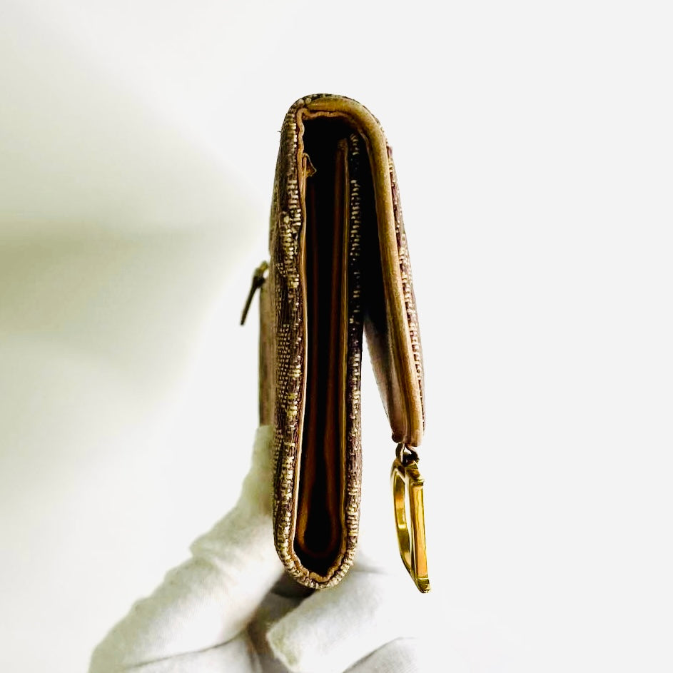 Christian Dior CD Caramel Tan Brown GHW Saddle Oblique Monogram Logo Flap Trifold Wallet