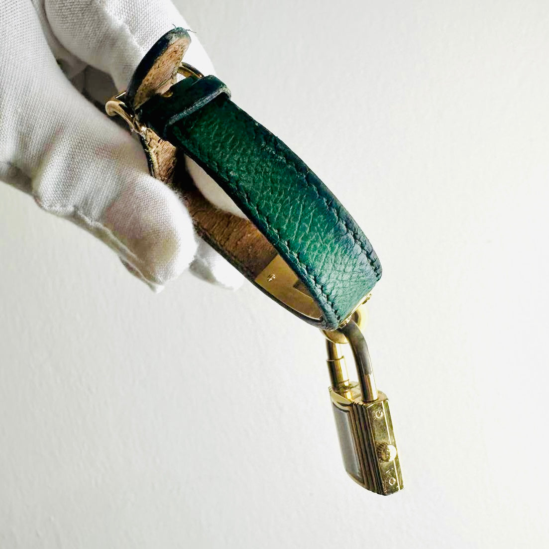 Hermes Kelly Lock Jade Green GHW Stainless Steel Epsom Leather Strap 20MM Watch