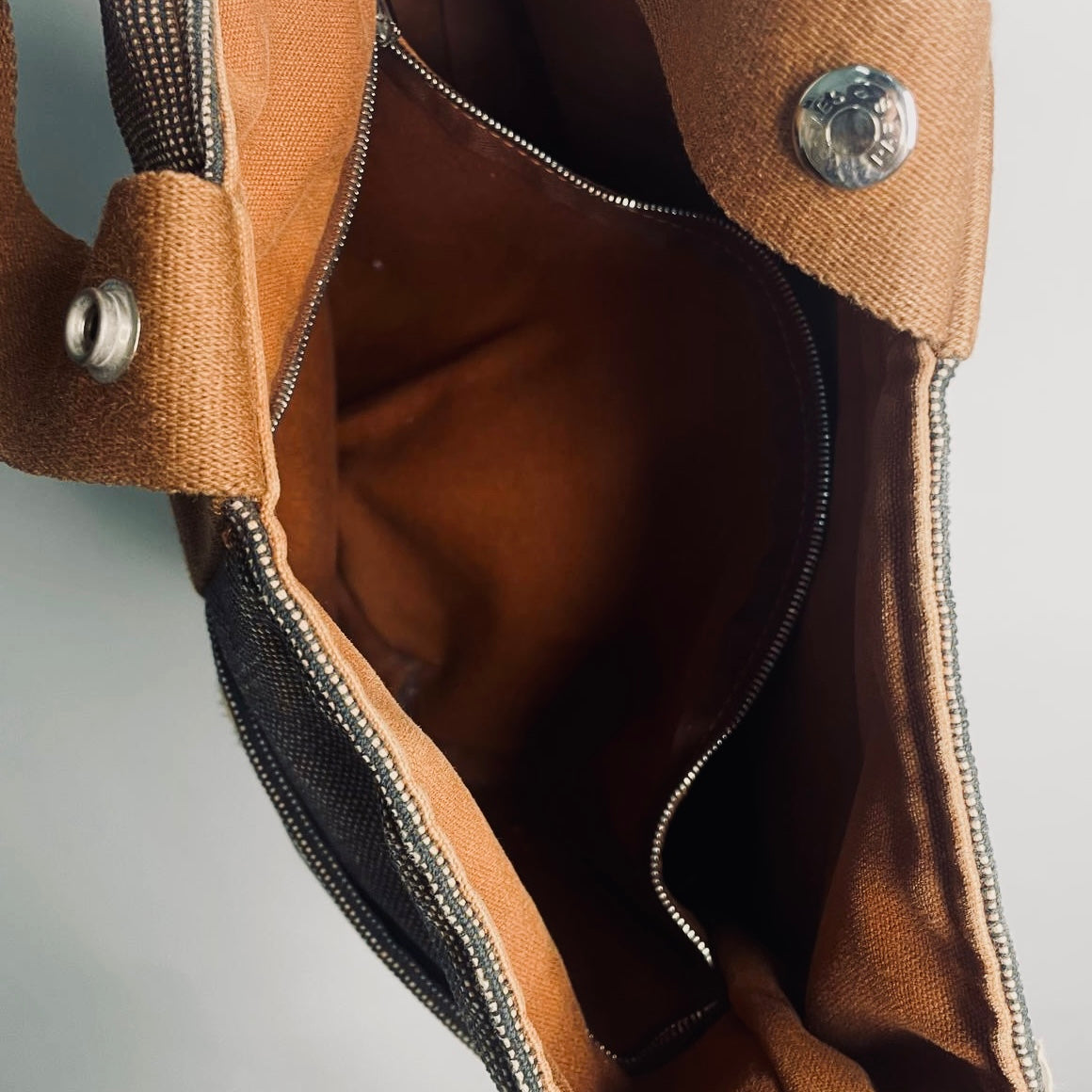 Hermes Tan / Brown Toile Saxor MM Bucket Tote Bag