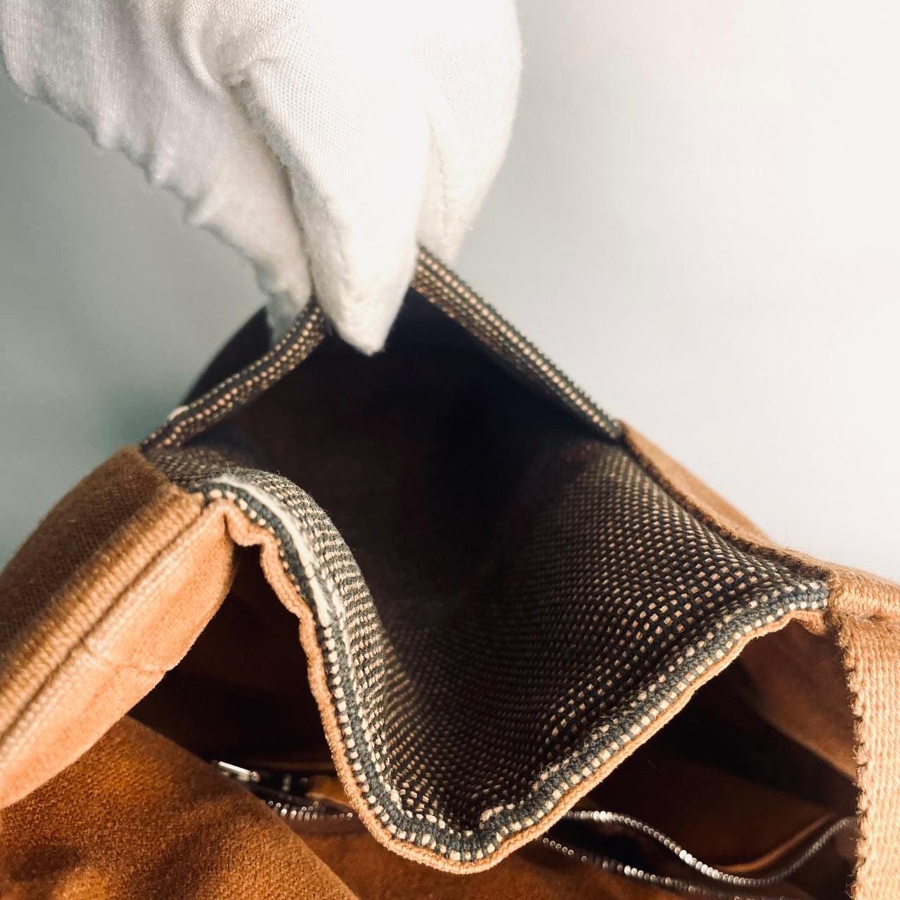 Hermes Tan / Brown Toile Saxor MM Bucket Tote Bag