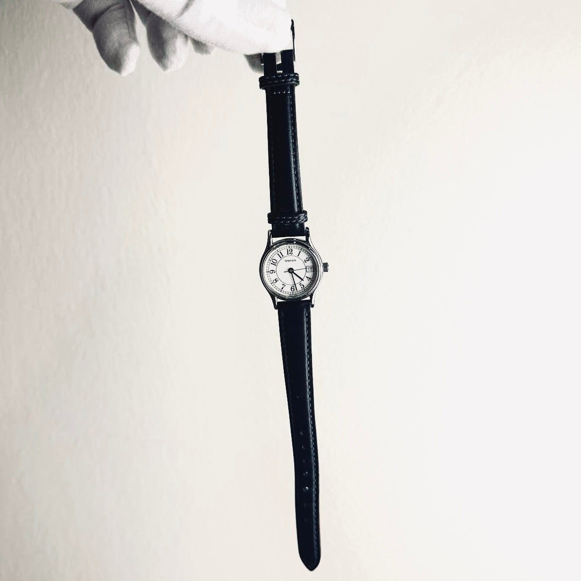 Tiffany & Co T&C Portfolio Round White Dial Black Leather Strap 23MM Quartz Watch