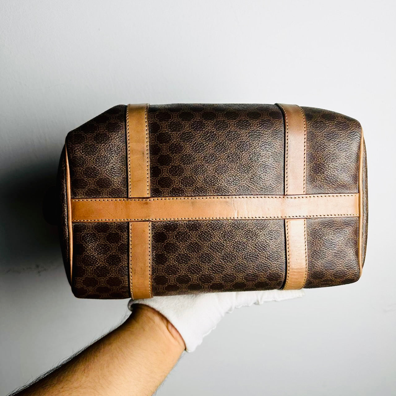 Celine Triomphe Macadam Monogram Logo GHW Boston Speedy 25 Top Handle Vintage Bag