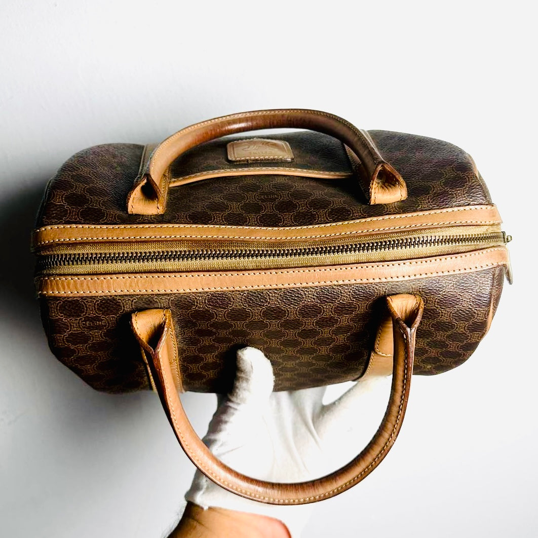 Celine Triomphe Macadam Monogram Logo GHW Boston Speedy 25 Top Handle Vintage Bag