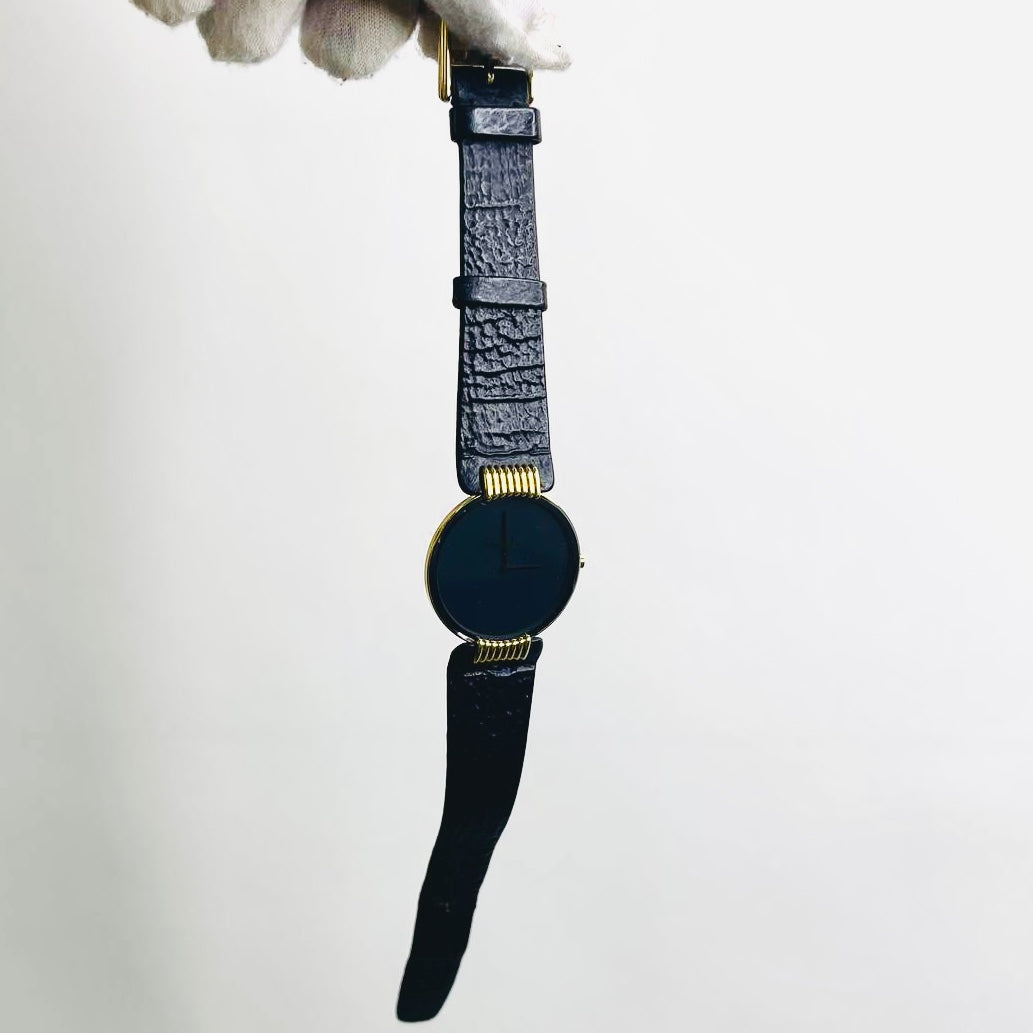 Christian Dior CD Bagira Monogram Logo Black Leather Strap GHW 30MM Quartz Watch