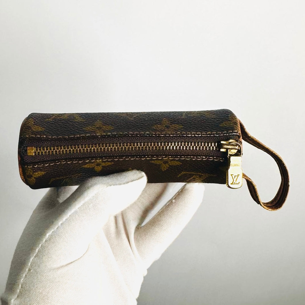 Louis Vuitton LV Monogram Logo GHW Papillon Roller Pochette Wrislet Pouch Clutch Case