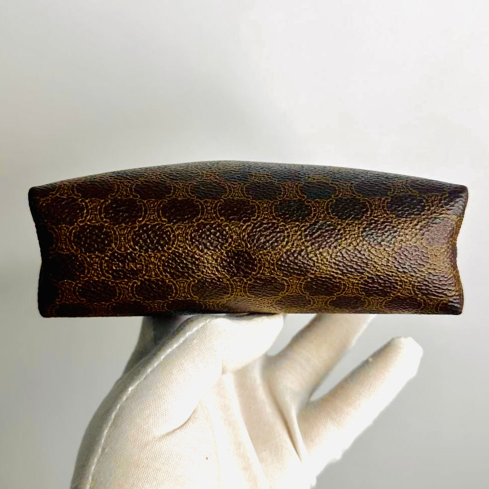 Celine Triomphe Macadam Monogram Logo GHW Vintage Toiletry Pouch Clutch Case