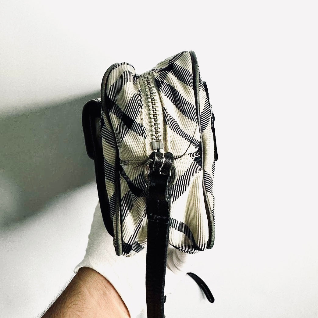 Burberry Beige / Black Classic Check Nova Haymarket Checkered Shoulder Sling Bag