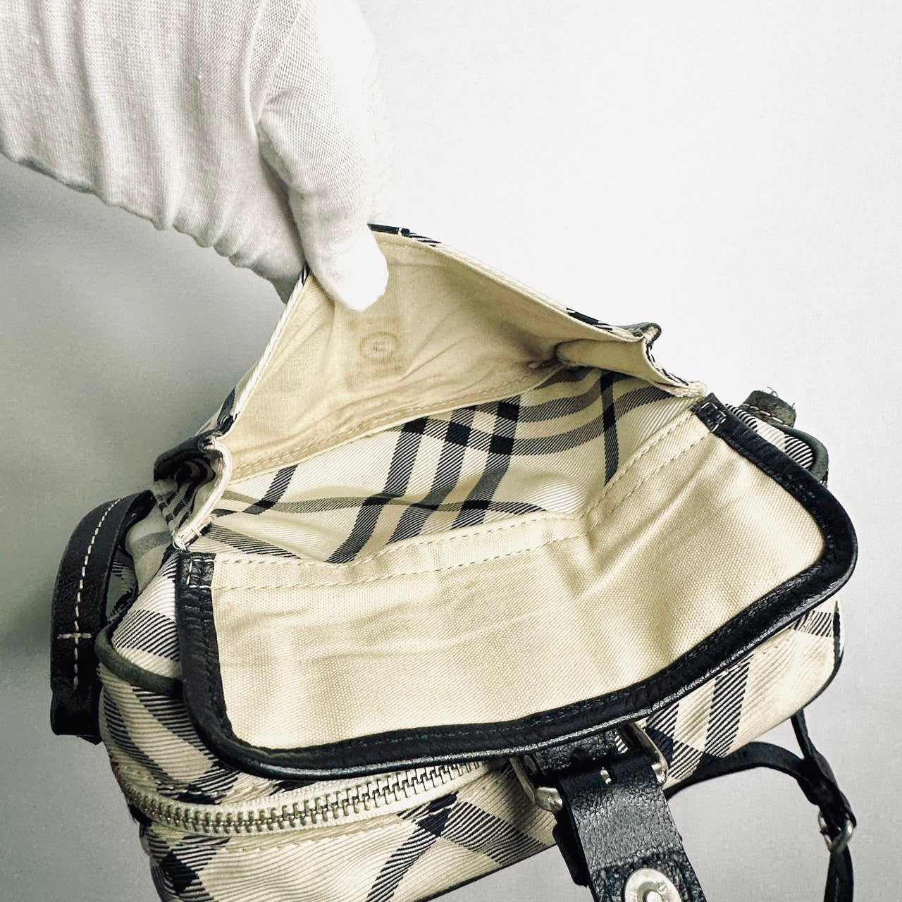 Burberry Beige / Black Classic Check Nova Haymarket Checkered Shoulder Sling Bag