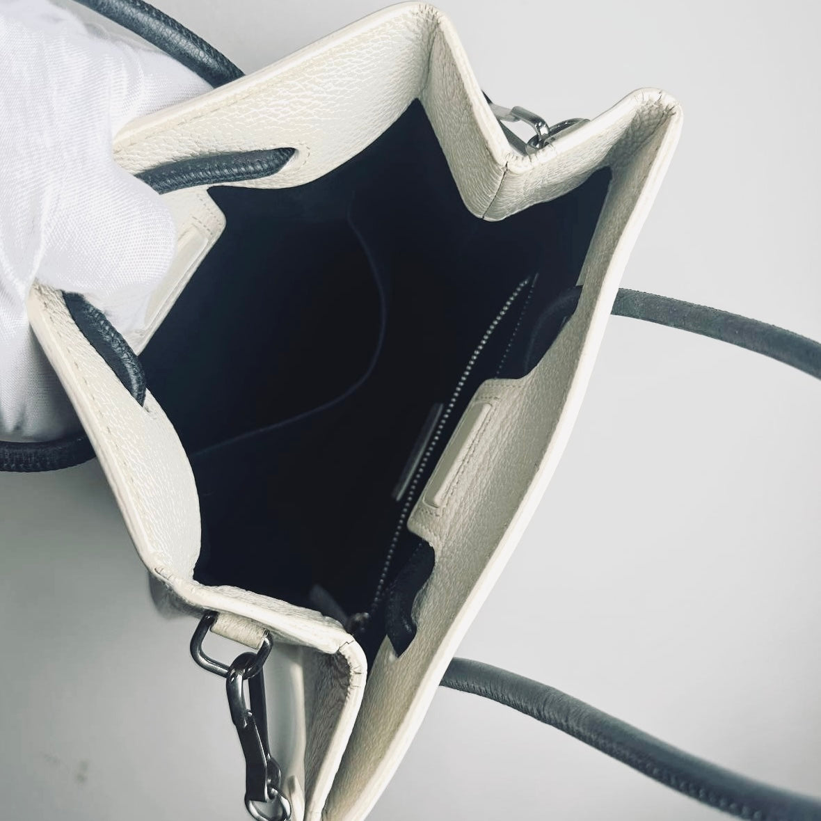 Balenciaga Everyday XXS Black / White Monogram Logo 2-Way Leather Shopper Shopping Shoulder Sling Tote Bag