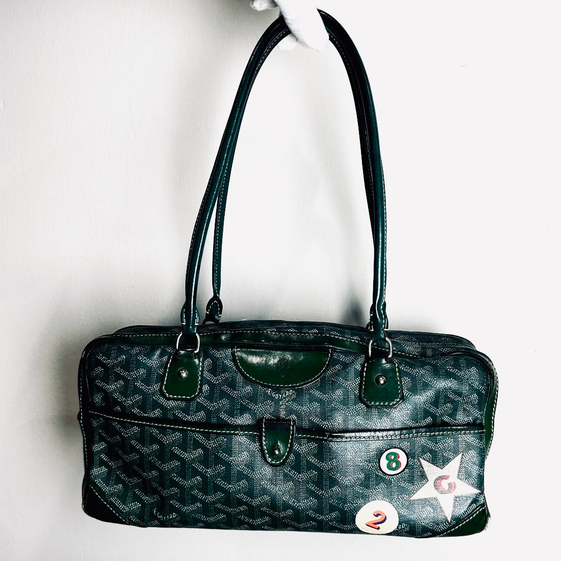 Goyard Dark Green Saint St Martin Goyardine Monogram Logo Boston Baguette Shopper Shoulder Tote Bag