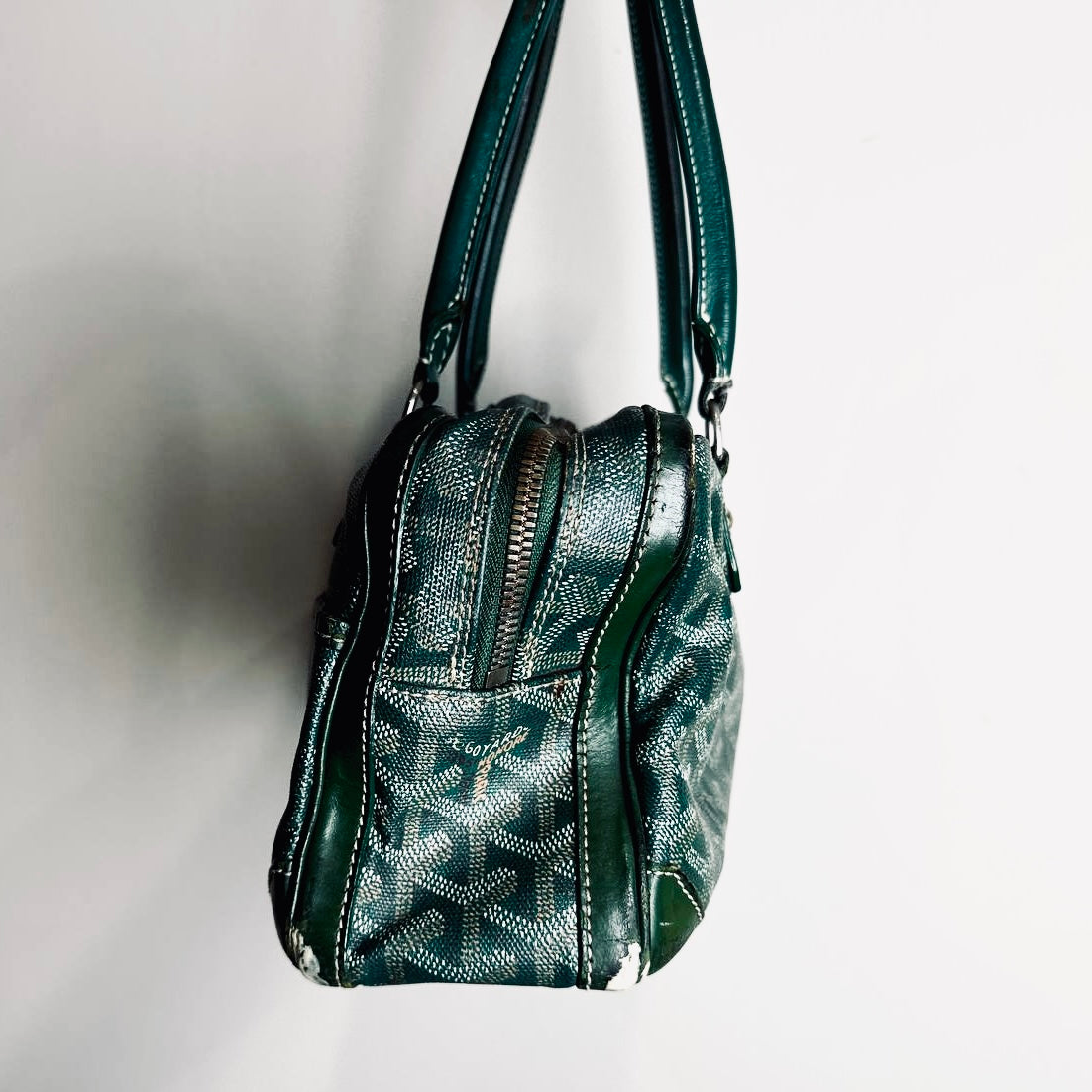 Goyard Dark Green Saint St Martin Goyardine Monogram Logo Boston Baguette Shopper Shoulder Tote Bag
