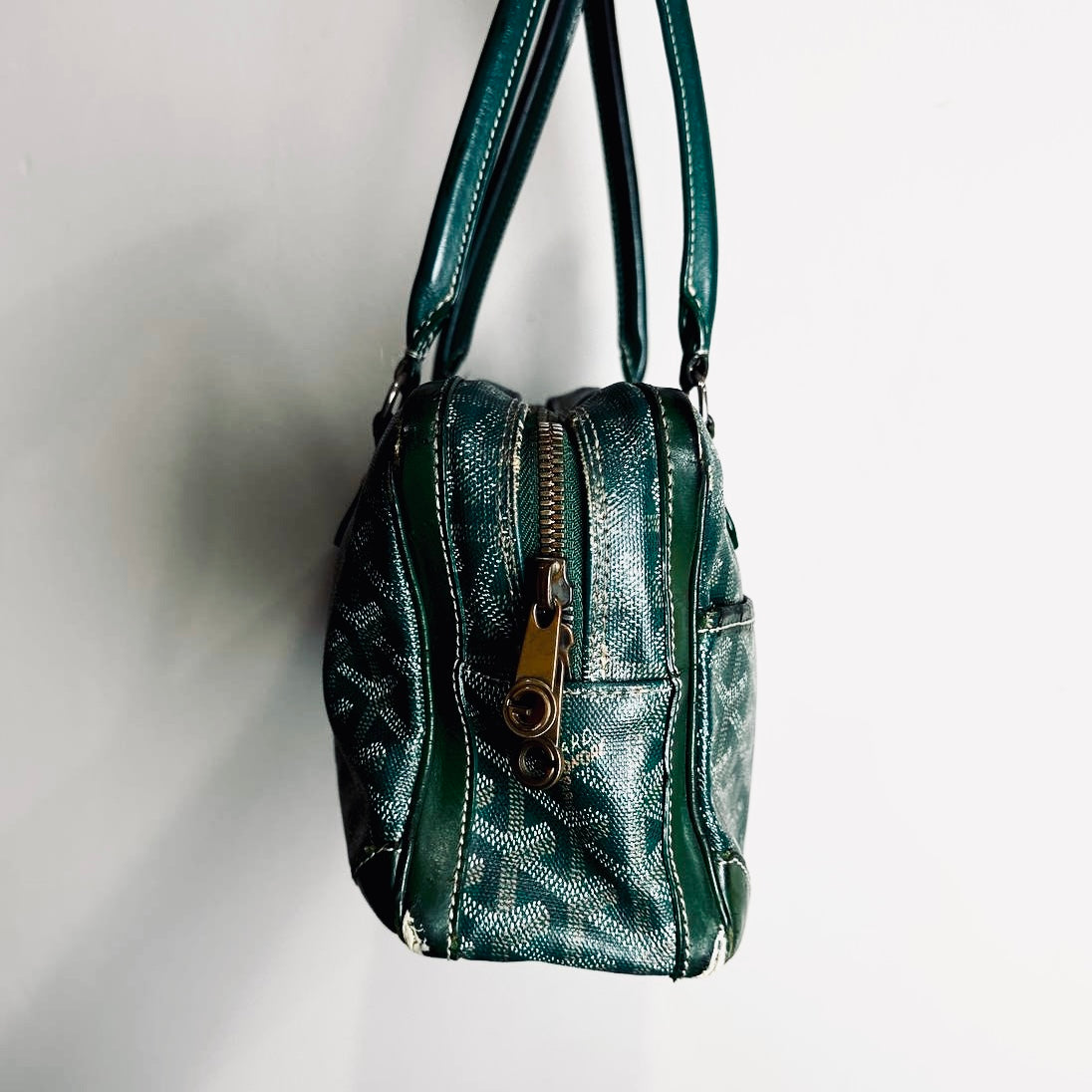 Goyard Dark Green Saint St Martin Goyardine Monogram Logo Boston Baguette Shopper Shoulder Tote Bag