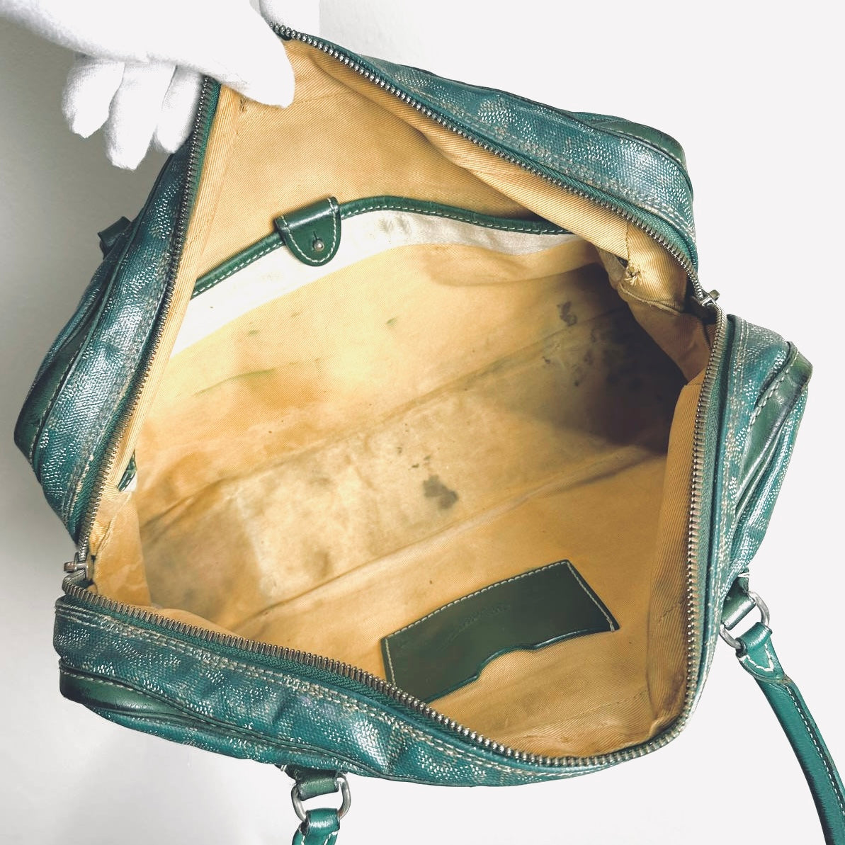 Goyard Dark Green Saint St Martin Goyardine Monogram Logo Boston Baguette Shopper Shoulder Tote Bag