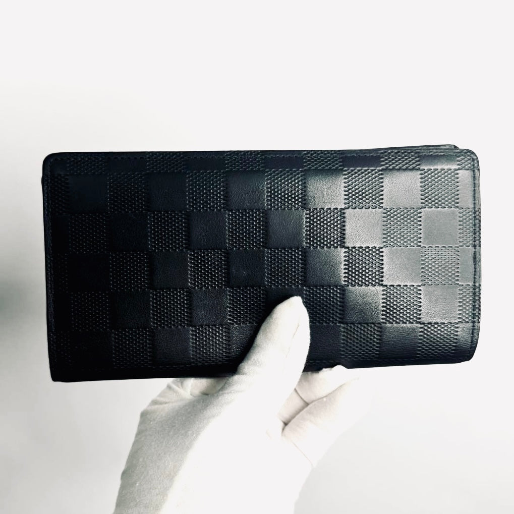 Louis Vuitton LV Brazza Damier Infini Leather Monogram Logo Long Bifold Flap Wallet