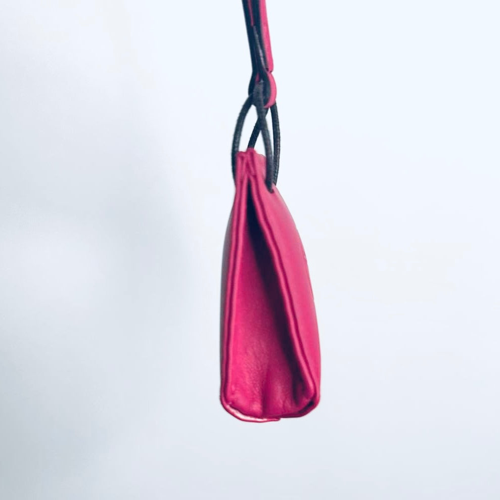 Hermes Sac Shopping Rose Mexico Milo Lambskin Paper Bag Charm