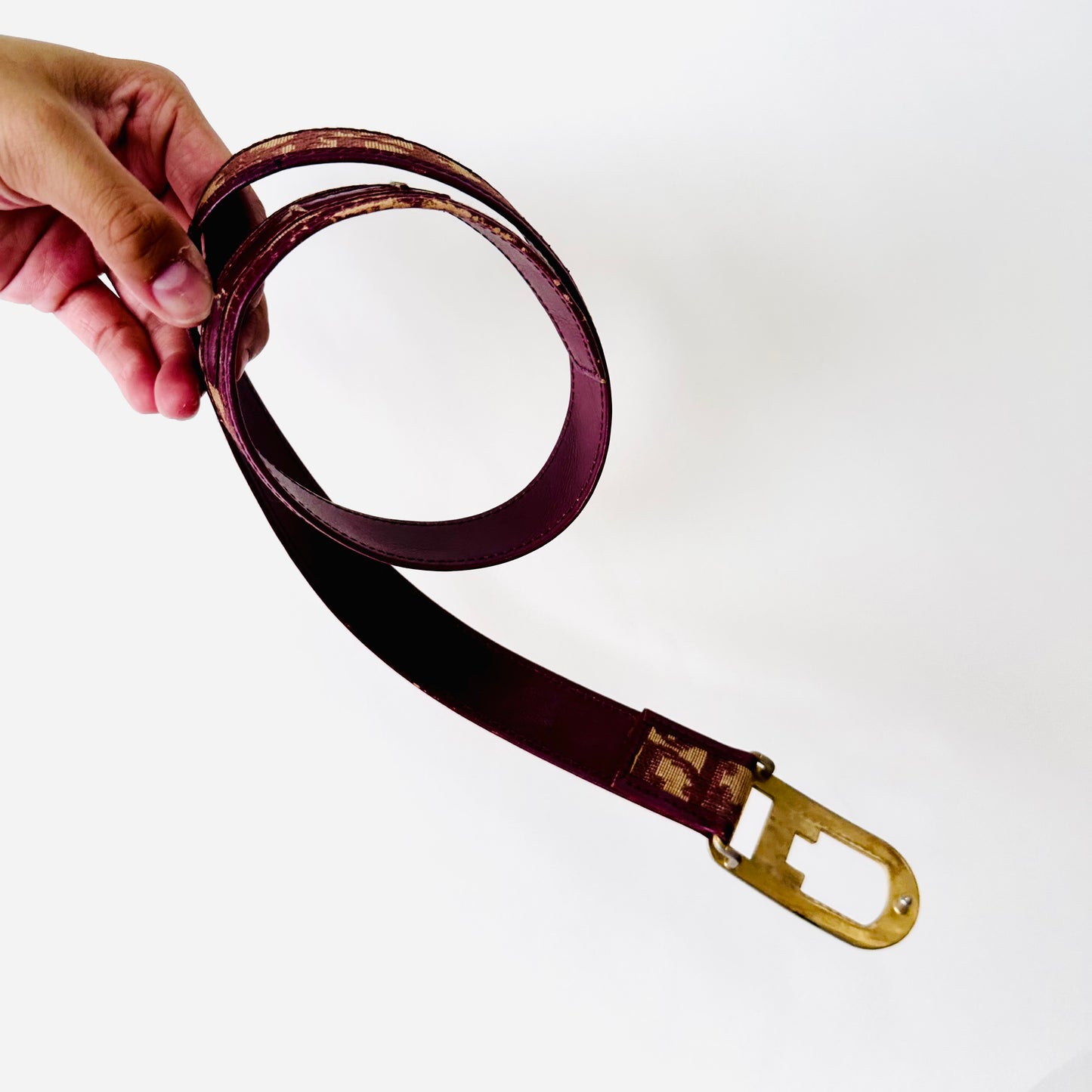 Christian Dior Maroon Red GHW Oblique Monogram Logo Iconic 35MM Belt