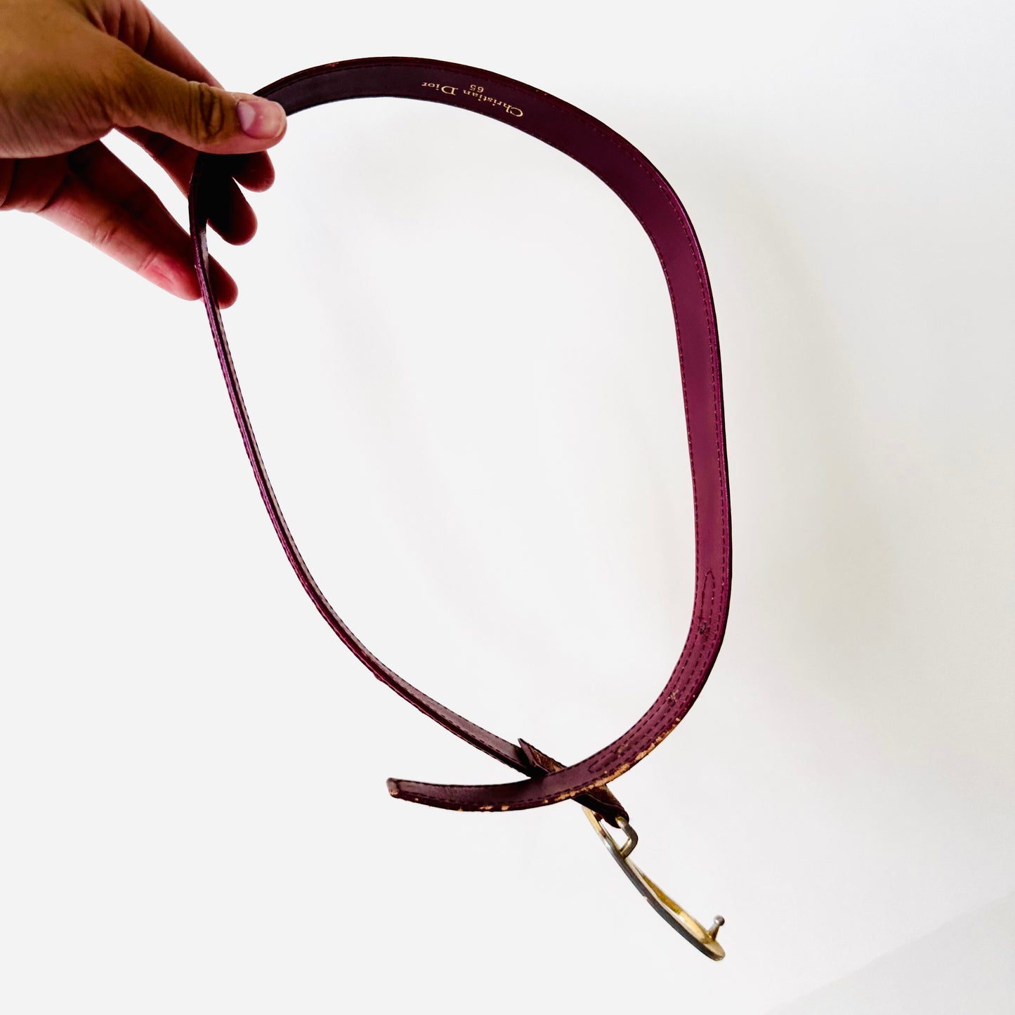 Christian Dior Maroon Red GHW Oblique Monogram Logo Iconic 35MM Belt
