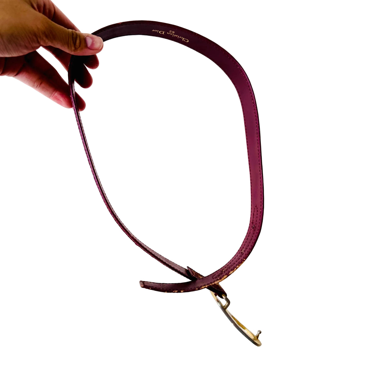 Christian Dior Maroon Red GHW Oblique Monogram Logo Iconic 35mm Belt