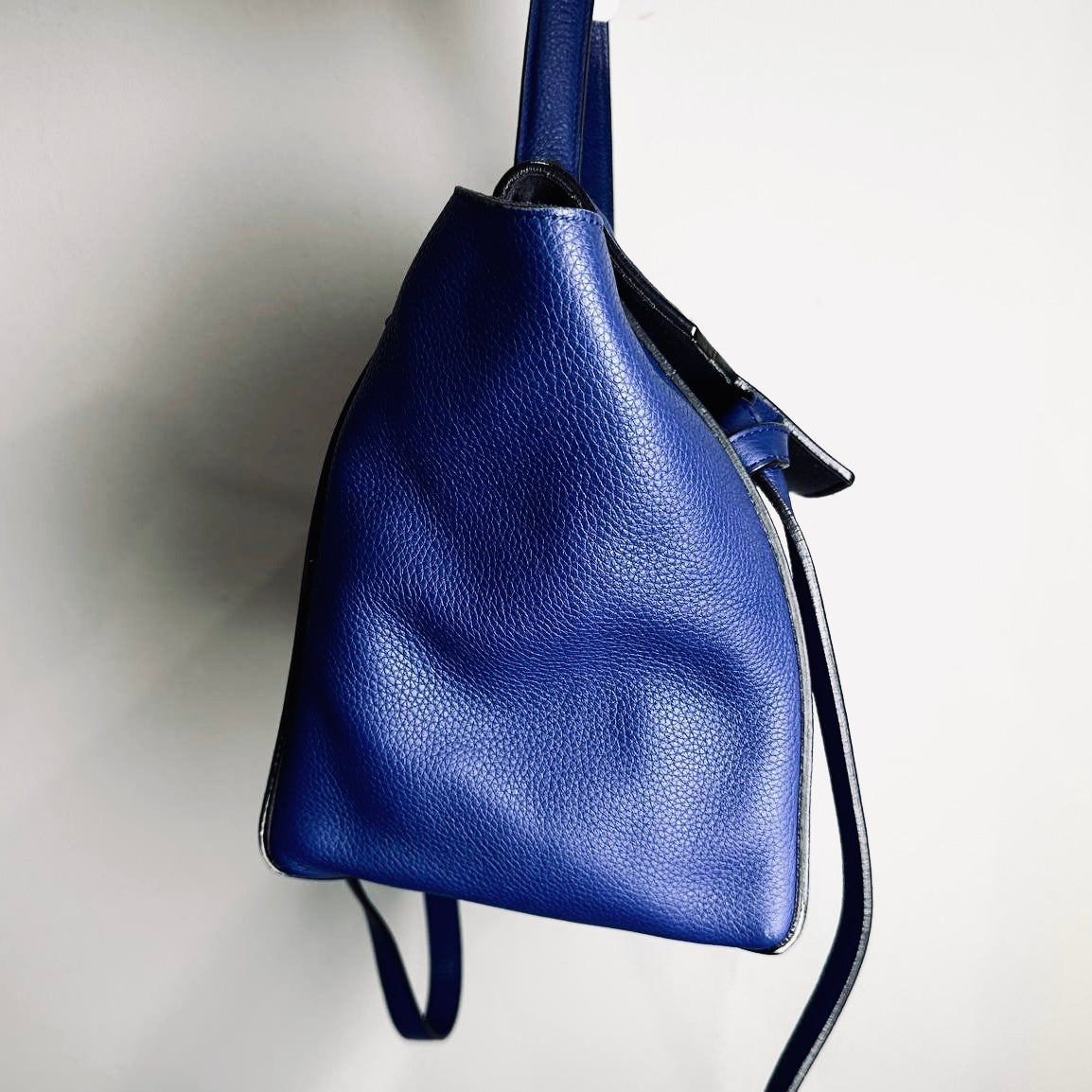 Celine Indigo Blue Mini Belt Bag 2-Way Monogram Grained Calfskin Leather Top Handle Shoulder Sling Bag