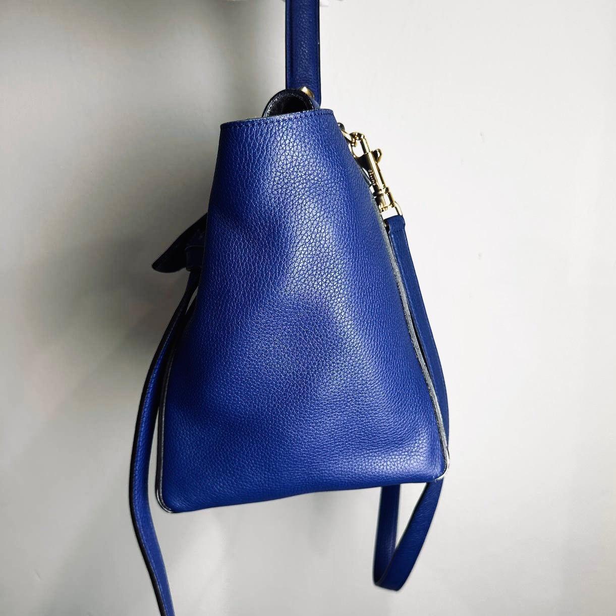 Celine Indigo Blue Mini Belt Bag 2-Way Monogram Grained Calfskin Leather Top Handle Shoulder Sling Bag