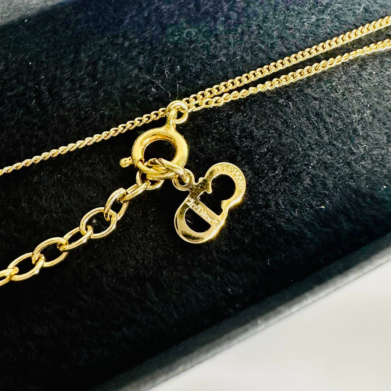 Christian Dior CD Giant Heart Gold Monogram Logo Pendant Necklace