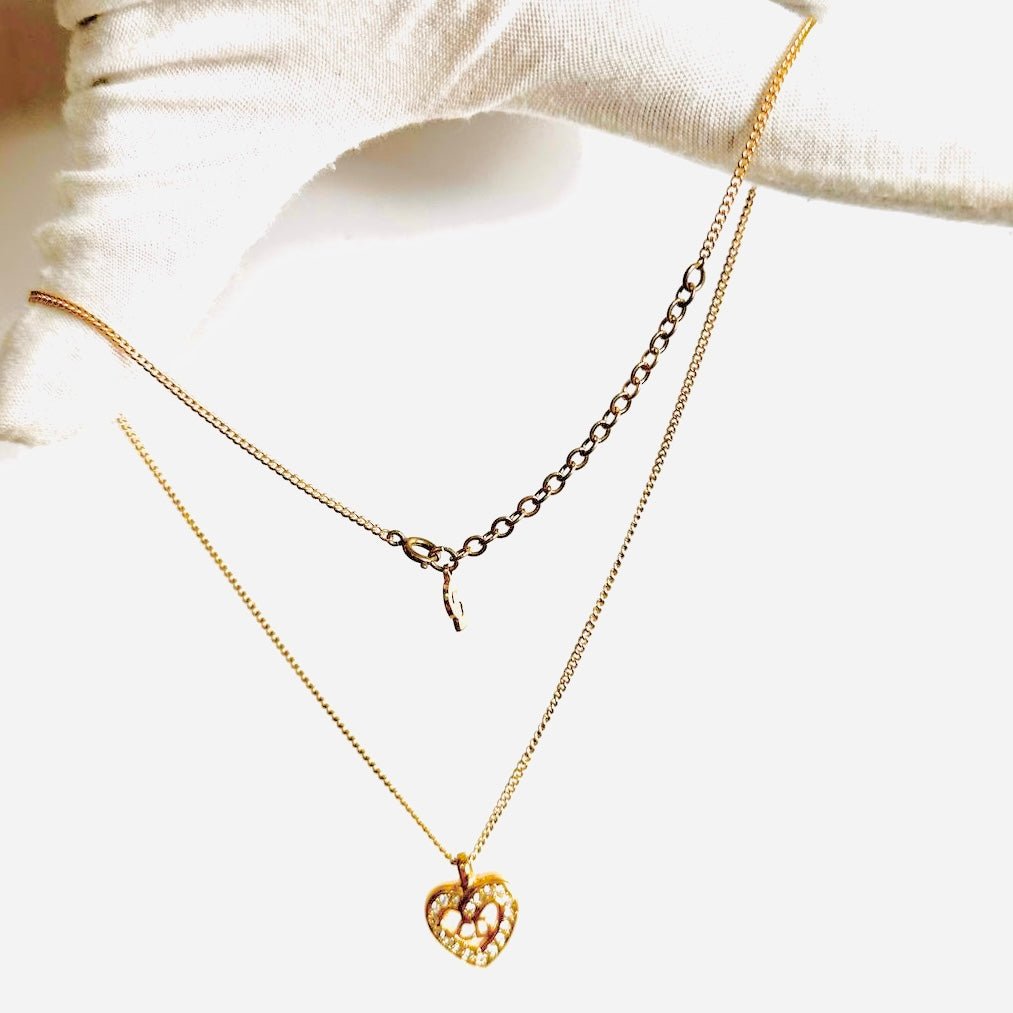 Christian Dior CD Giant Monogram Logo Gold Heart Pendant Necklace