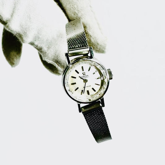 Omega Geneve Silver Stainless Steel Round Dial 18MM Vintage Watch